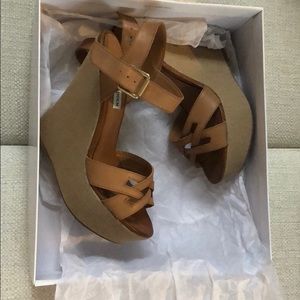 Steve Madden wrapped cognac wedges